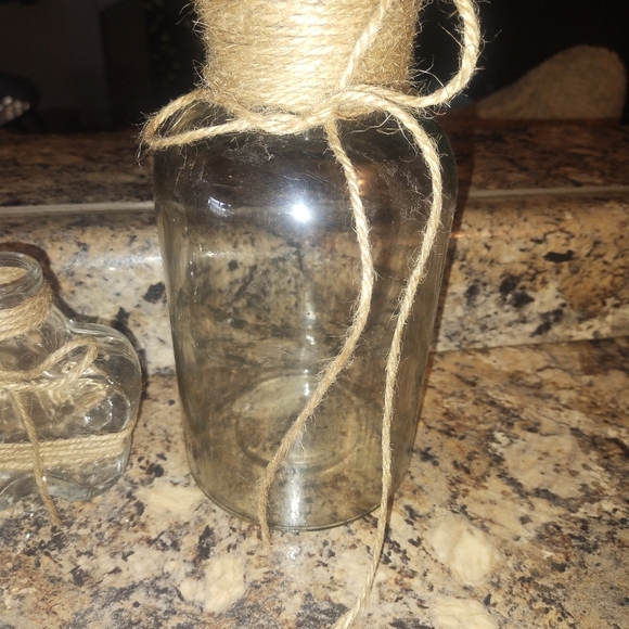Rustic Boho Sheek Glass Vase Set with Twine Accents. Three Varieties All New - Picture 6 of 10